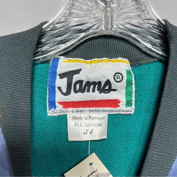 Vintage 80s Jams World Surf International Crewneck Sweater Color Block Large JV - Picture 3 of 11